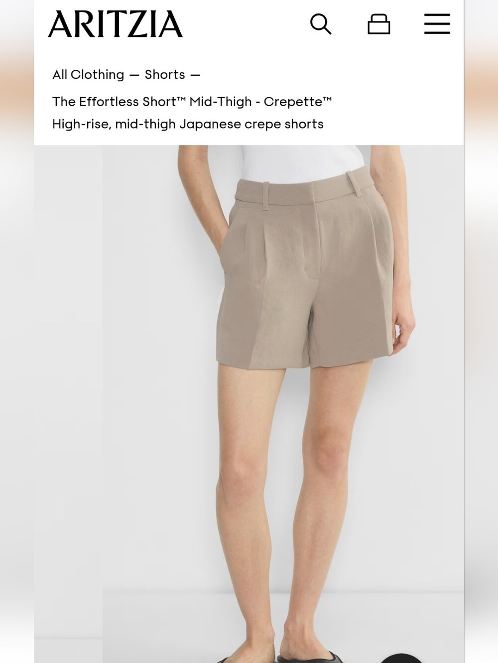Aritzia Babaton Taupe High-Waist Pleated Shorts